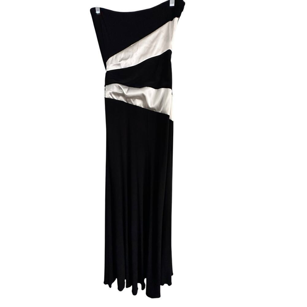 Vintage Jessica Mcclintock Black White Strapless Gunne Sax Gown Dress Size 4 - Picture 5 of 10